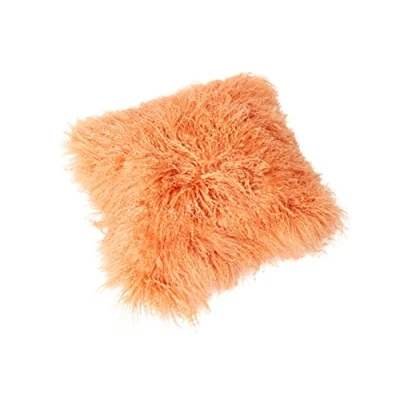 Abbildung von Reissner Lammfelle Tibet Lammfell Kissenbezug langflorig 30x30cm JAY11 Farbe Lachsfarben/Hellorange