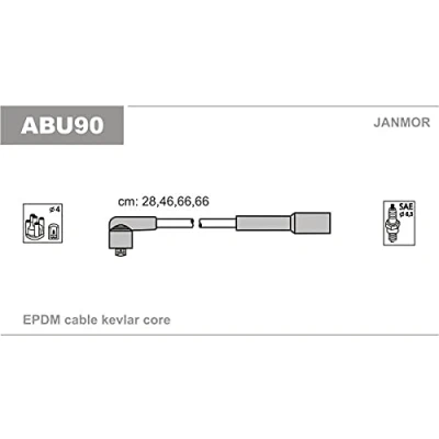 Abbildung von JANMOR ABU90 Zündkabelsatz AUDI: A3 Schrägheck, SEAT: Toledo 2 Limousine