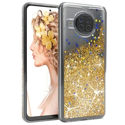 Abbildung von EAZY CASE Hülle kompatibel mit Xiaomi Mi 10T Lite 5G Schutzhülle Flüssig Glitzer, Handyhülle, Schutzhülle, Back Cover Glitter Flüssigkeit, TPU/Silikon, Transparent/Durchsichtig, Gold