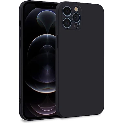 Abbildung von MyGadget Hülle kompatibel mit iPhone 12 Pro Zweilagige Handyhülle Kameraschutz Cover Innenfutter &amp; Silikon außen Schwarz