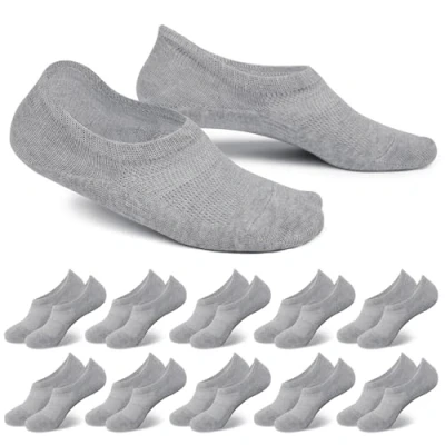 Abbildung von EKSHER Füsslinge Damen 39 42 Sneaker Socken Herren 10 Paar Unsichtbare Ballerina No Show Weiss Sportsocken Baumwoll Kurze Halbsocken Silikonpad Verhindert Verrutschen atmungsaktiv Grau