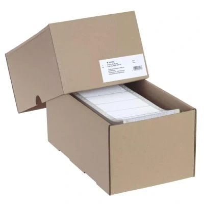 Abbildung von HERMA 8213 Computeretiketten endlos, 101,6 x 48,4 mm, 1 bahnig, 6000 Stück, selbstklebend, Endlosetiketten Aufkleber mit Führungslochrand, matt, blanko Papier Computer Etiketten, weiß