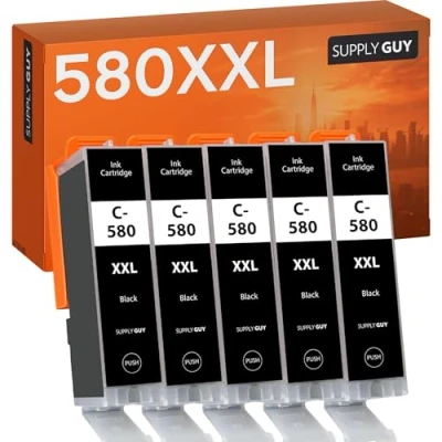 Abbildung von Supply Guy 580XXL PGBK Druckerpatronen kompatibel mit Canon PGI 580 XXL Schwarz für Pixma TS705 TS705a TS6350 TS6350a TS8350 TS8150 TS6351a TS6300 TR8550 TS9550 TS6150 TS6250 TR8500 (5 Patronen)