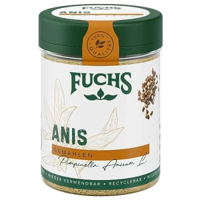 Abbildung von Fuchs Gewürze Anis gemahlen für Fleisch und Gemüsegerichte oder Gebäck natürliche Zutaten 50 g in wiederverwendbarer, recyclebarer Dose