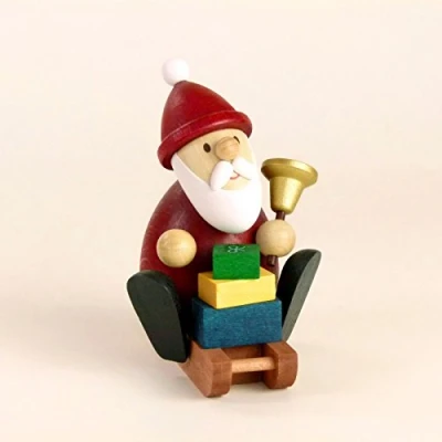 Abbildung von Kunsthandwerk Ullrich Holzfigur Weihnachtsmann mit Schlitten und Geschenken HxB 9,5x6,5cm NEU Seiffen Erzgebirge Dekoration Holzfiguren Weihnachten Fensterschmuck Spielzeug Deko Weihnachtsfigur