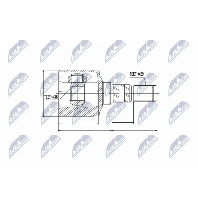 Abbildung von NTY NPW CH 025 Gelenksatz Vorderachse links JEEP: GRAND CHEROKEE 4, 3