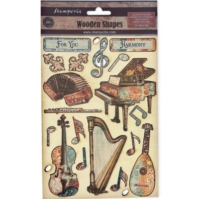 Abbildung von Stamperia Music A5 Colored Wooden Shape (KLSP175)