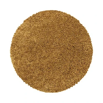 Abbildung von Carpetsale24 Shaggy Hochflor Teppich Wohnzimmer 200 cm Rund Goldfarbe Modern Flauschiger Extra Weich, Pflegeleicht und Einfarbig Ideal als für Schlafzimmer, Esszimmer Küche