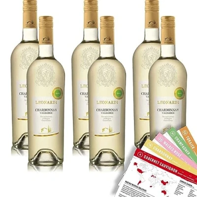 Abbildung von Leonardi Chardonnay Trevenezie, trocken, sortenreines Weinpaket + VINOX Winecards (6x0,75l)