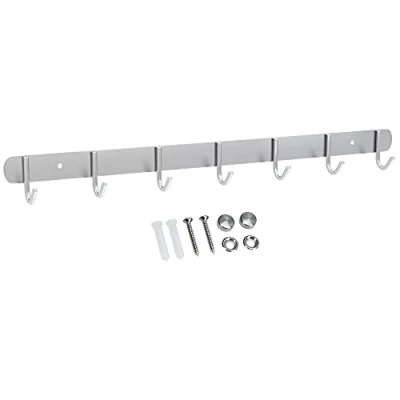 Abbildung von INTIRILIFE Edelstahl Garderobenleiste Modell E 7 Haken 54 x 5 cm Kleiderhaken Garderobe Hakenleiste in verschiedenen Designs