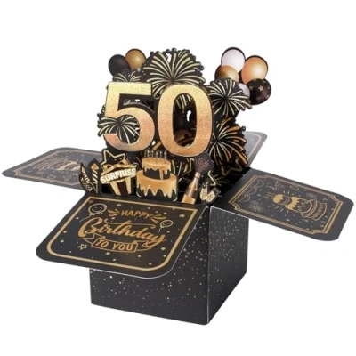 Abbildung von BOFUNX Geburtstag Karte zum 50. Pop up 3D Happy Birthday Grußkarte Geburtstagskarte Kreative Geburtstagsgeschenk für Familie und Freunden