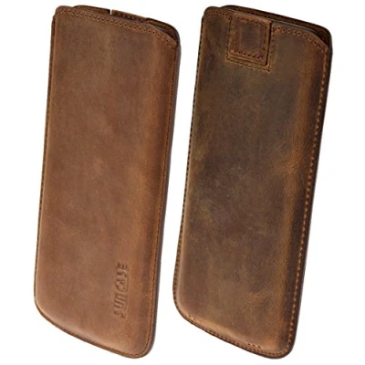 Abbildung von Suncase Original Leder Etui kompatibel für Samsung Galaxy S8 Tasche Ultra Slim Handytasche Ledertasche Schutzhülle Case Hülle (mit Rückzuglasche) in antik Coffee