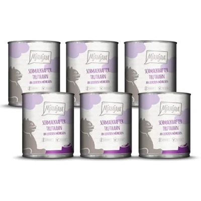 Abbildung von MjAMjAM Premium Nassfutter für Katzen schmackhafter Truthahn an leckeren Möhrchen, 6er Pack (6 x 800 g), getreidefrei mit extra viel Fleisch
