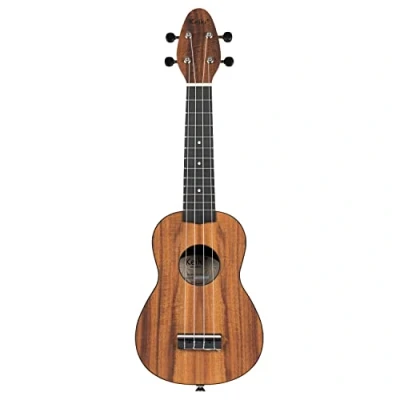 Abbildung von Ortega Guitars Sopran Ukulele natur Keiki K3 Starterkit inklusive Tuner, 5 Medium Plektren &amp; Kordelzugtasche Akazienholz (K3 ACA)