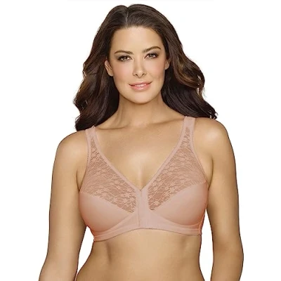 Abbildung von EXQUISITE FORM Fully Damen BH Vorderverschluss mit Stützeffekt und Spitze Stütz Frontverschluss Große Größen Rose Beige Größe 95E