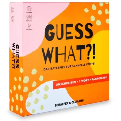 Abbildung von GUESS WHAT?! Das Ratespiel für schnelle Köpfe! Begriffe erraten &amp; Pantomime Spiel Gesellschaftsspiel perfekt lustigen Spieleabend mit Freunden Familie