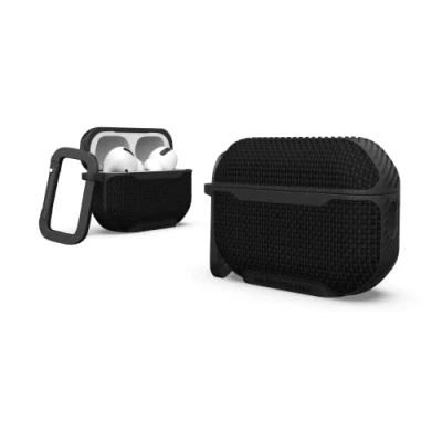 Abbildung von URBAN ARMOR GEAR Metropolis Case für die Apple AirPods Pro 2022 Hülle [Wireless Charging/Magnetische Aufladung kompatibel/Status LED sichtbar, Abnehmbarer Karabinerhaken] schwarz
