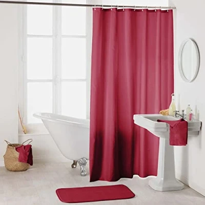 Abbildung von Douceur d&#039;Intérieur, Essencia Duschvorhang mit Haken (180 x 200 cm) Himbeere, Polyester