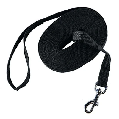 Abbildung von HAPPY HACHI Schleppleine für Hunde, 3m /5m /10m /15m /20m /33m Nylon Hundeleine mit Robuste &amp; Wetterfeste, Trainingsleine D Karabiner und Griffpolster Große bis Kleine Hunde (15m, Black)