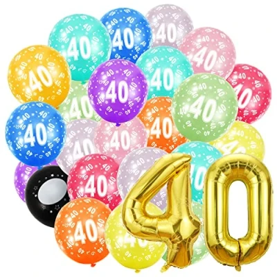 Abbildung von Geburtstag zahlen luftballon 40 jahre und 20Pcs 30cm Luftballons Gold Folienballon in 40&quot; 101cm Geburtstagsdeko Ballon Zahl Deko zum fliegt mit Helium für Männer Frauen 40.