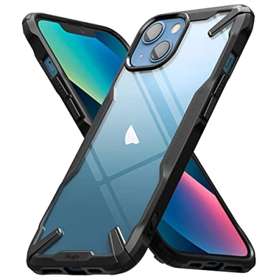 Abbildung von Ringke Fusion X Case Kompatibel mit iPhone 13 Mini Hülle, Militärschutz Handyhülle Durchsichtig Rückseite Umhängeband Loch im Rand Schwarz