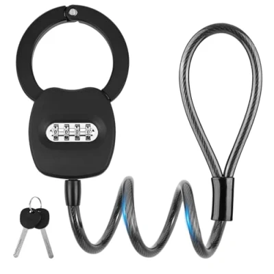 Abbildung von E Scooter Schloss mit Zahlencode, GuKKK 150CM Anti Diebstahl für Scooter, Kabelschloss Fahrradschloss Hohe Sicherheit, Roller Reset Schlüssel, Roller, Kinderwagen