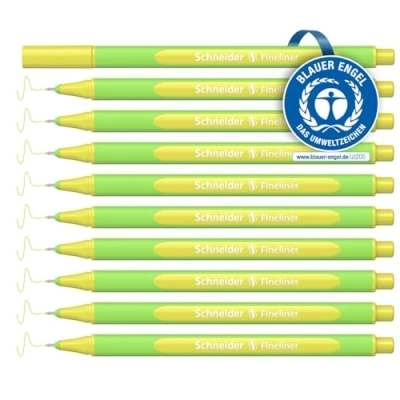 Abbildung von Schneider Line Up Pastell Fineliner (Strichstärke 0,4 mm, aus biobasiertem Kunststoff, ausgezeichnet mit Der blaue Engel) 10 Stück, pastel lime