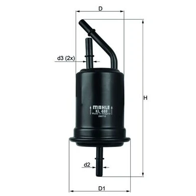 Abbildung von MAHLE ORIGINAL KL 488 Kraftstofffilter Leitungsfilter 8 8,0 KIA: Rio 2, I Kombi