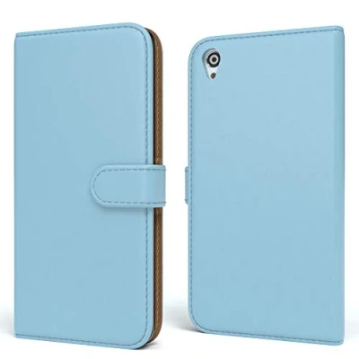 Abbildung von EAZY CASE Tasche für Sony Xperia Z3 Schutzhülle mit Standfunktion Klapphülle im Bookstyle, Handytasche Handyhülle Flip Cover Magnetverschluss und Kartenfach, Kunstleder, Hellblau