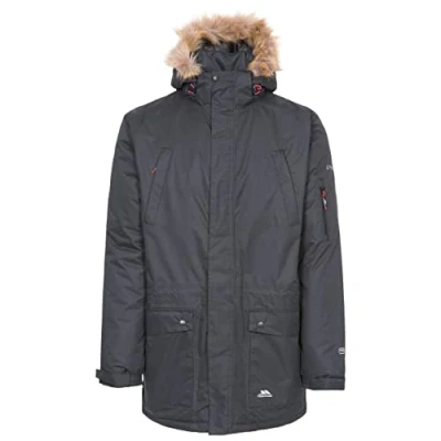 Abbildung von Trespass Jaydin, Black, XS, Wasserdichte Jacke mit abnehmbarer Kapuze für Herren, X Small, Schwarz