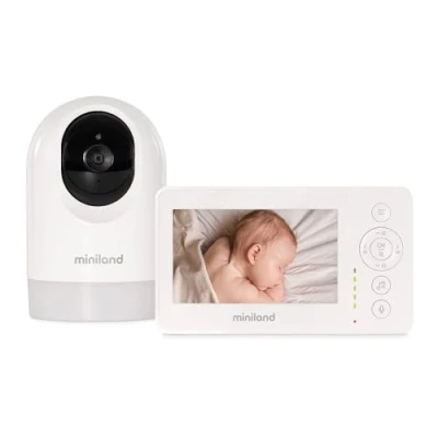 Abbildung von Miniland Digimonitor 4,3 Pro: Babyphone mit großem Display, rotierender Kamera und großer Autonomie ohne Steckdose.