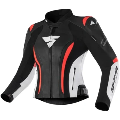 Abbildung von SHIMA Miura 2.0 Motorradjacke Leder, Damen, Sportjacke mit Rücken , Ellbogen und Schulterprotektoren, perforiertes für 2 teilige Kombi (38, Rot Fluo)