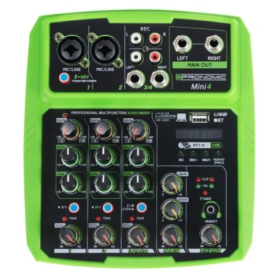 Abbildung von Pronomic Mischpult Mini4 USB betriebener 4 Kanal Mixer, (2 tlg), mit Medienplayer/ recorder Bluetooth und Audio Interface