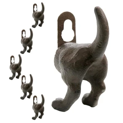 Abbildung von Spetebo Wandhaken Gusseisen Hundepopo braun 6er Set, Flur, (Set, 6 St., tlg), Hunde Garderoben Haken in antik Optik