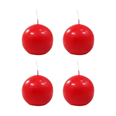 Abbildung von Ebersbacher Kerzenfabrik GmbH 4er Pack Kugelkerze rot, Ø 80 mm, 4 Stück