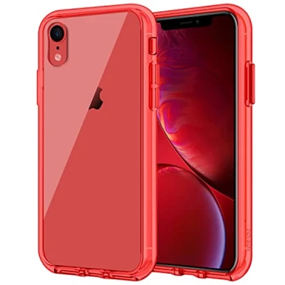 Abbildung von JETech Hülle für iPhone XR 6,1 Zoll, Nie Vergilbung Handyhülle Stoßfest, Schutzhülle Anti Kratzt Transparent Rückseite (Rot)