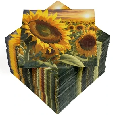 Abbildung von HEKU 100 Servietten, 3 lagig, 33x33cm, Sonnenblumen I Saugstark und praktisch verpackt Breite Auswahl Ideal für besondere Anlässe