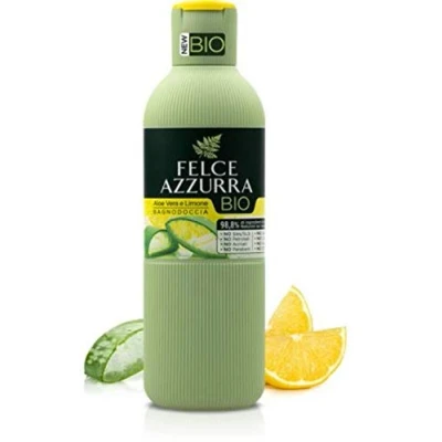 Abbildung von Felce Azzurra Bio Duschbad Aloe Vera &amp; Lemon mit frischem Zitrusduft und auf Basis 100% recyclebare Verpackung 1er Pack (1x 500 ml)