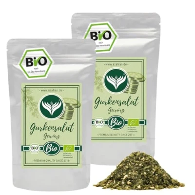 Abbildung von Azafran BIO Gurkensalat Gewürz, Gewürzmischung Gewürzzubereitung für Dill Dressing (Dillgewürz) frische Salat Gurken 500g