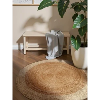 Abbildung von Hanse Home Jutta Juteteppich Natur Wohnzimmerteppich Rund aus 100% Jute, Handgewebt Robust &amp; Pflegeleicht Moderner, Boho Naturfaser Teppich, Gold Elfenbein Ø100cm