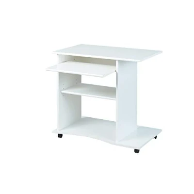 Abbildung von Inter Link Schreibtisch Laptoptisch Computertisch Auf Rollen Ausziehbare Schublade Mini Bürotisch Laminatbeschichtet 80 x 50 75cm Weiß Pepe