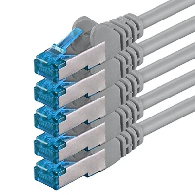 Abbildung von 1aTTack.de 3 Meter CAT6a Netzwerkkabel grau 5 Stück CAT 6 A Patchkabel 10000 Mbit s SFTP PIMF 500 MHz kompatibel zu CAT5 CAT6 CAT7 DSL Internet Switch Router