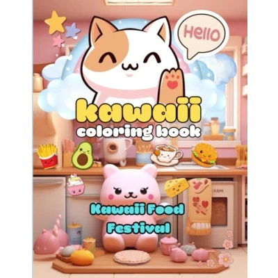 Abbildung von &quot;Kawaii Food Festival Coloring Book: Adorable Eats for Kids to Color&quot;: &quot;Deliciously Cute Doodles of Sweet Treats, Snacks, and More!&quot; (Kawaii Books 15 Kawaii Style Ideas)