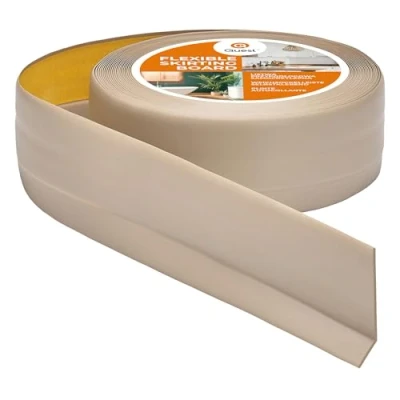 Abbildung von Quest Weichsockelleiste Selbstklebend 50 mm x 20 Sockelleiste PVC, Flexible Abschlussleiste, Knickleiste für Küche, Badezimmer, Wand, Boden Dekorativ, UV Beständig 15 Meter, Beige