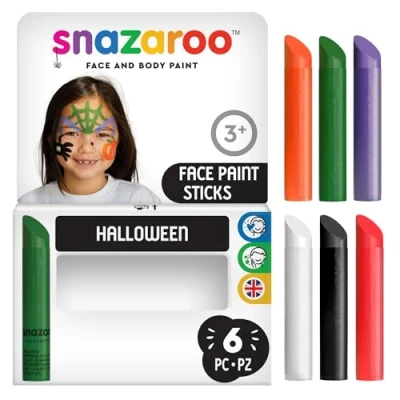 Abbildung von Snazaroo 1172020 Schminkstifte im Set Halloween 6 Gesichts und Körperfarben, Hautfreundlich, Abwaschbar auf Wasserbasis Perfekt für Halloween, Feiertags Make up, Karneval