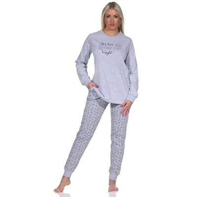 Abbildung von Normann Pyjama Damen Schlafanzug langarm mit Bündchen in Sterne Optik