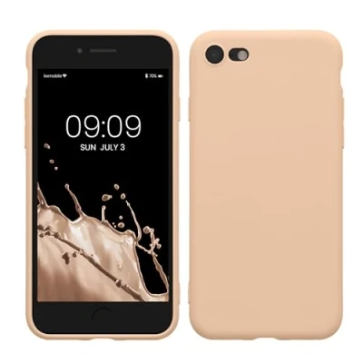 Abbildung von kwmobile Handyhülle kompatibel mit Apple iPhone SE (2022) / (2020) 8 7 Hülle Handy Case aus weichem Silikon in Pastell Pfirsich