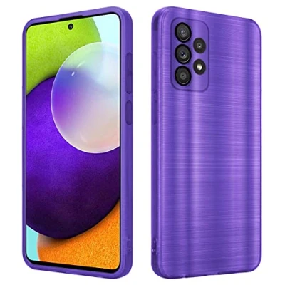 Abbildung von Cadorabo Hülle kompatibel mit Samsung Galaxy A52 (4G 5G) A52s Schutzhülle TPU Silikon Case Brushed Design Kameraschutz Slim Kratzfest Gummi für in Lila