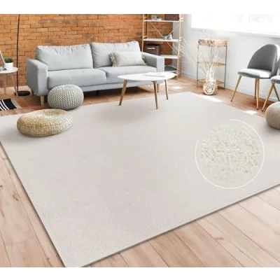 Abbildung von Paco Home Teppich Wohnzimmer Schlafzimmer Esszimmer Kurzflor Moderne Optik Einfarbig Pastell, Grösse:200x280 cm, Farbe:Creme