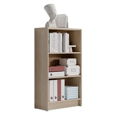 Abbildung von LILLY Regal Sonoma Eiche Optik Modernes Bücherregal mit 3 offenen Fächern Vielseitiges Büro Aktenregal Standregal viel Stauraum 60 x 106 28 cm (B/H/T)